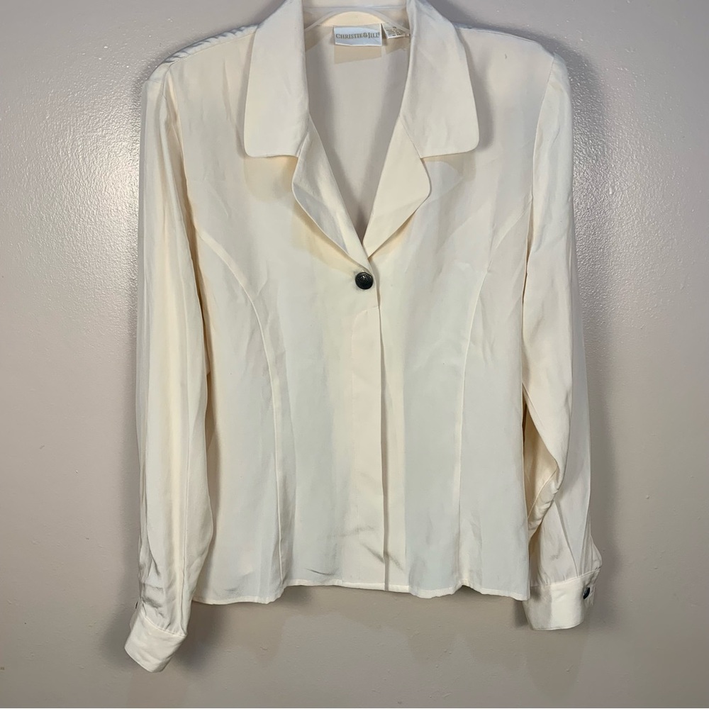 Christie & Jill VTG 100% Silk Cream Jacket Blouse - Picture 1 of 13